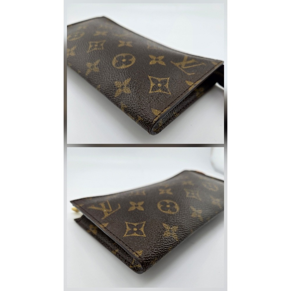 Louis Vuitton Monogram Pouch Brown Coated Canvas Zip Clutch Made in France - Picture 6 of 10